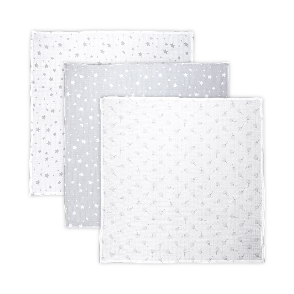 Lorelli Муслински пелени 80x80 cm TRIO — Сива